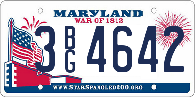 MD license plate 3BG4642