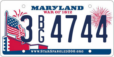 MD license plate 3BG4744