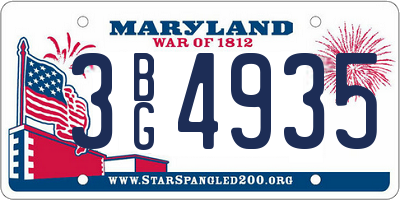 MD license plate 3BG4935