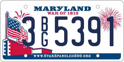 MD license plate 3BG5391
