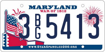 MD license plate 3BG5413