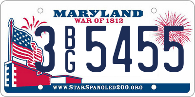 MD license plate 3BG5455