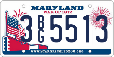 MD license plate 3BG5513