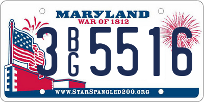 MD license plate 3BG5516