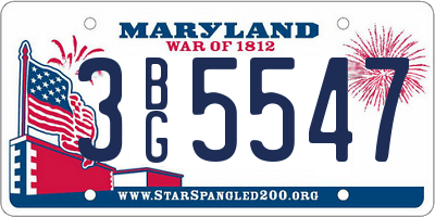 MD license plate 3BG5547