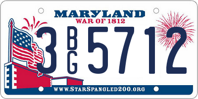 MD license plate 3BG5712