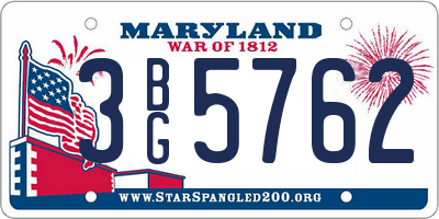 MD license plate 3BG5762