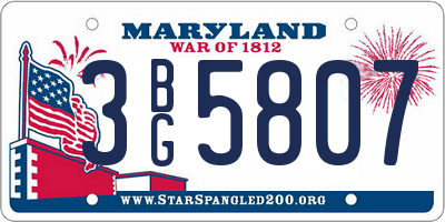 MD license plate 3BG5807