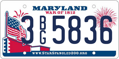 MD license plate 3BG5836