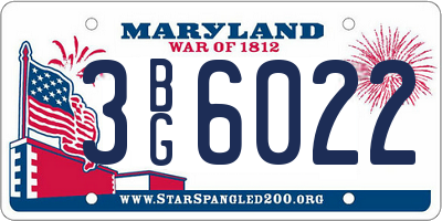 MD license plate 3BG6022