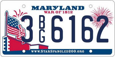 MD license plate 3BG6162
