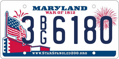 MD license plate 3BG6180