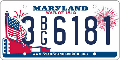 MD license plate 3BG6181