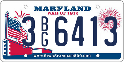 MD license plate 3BG6413