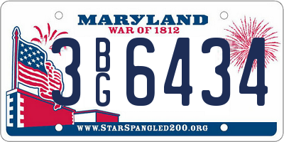 MD license plate 3BG6434