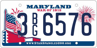 MD license plate 3BG6576