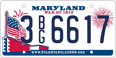 MD license plate 3BG6617