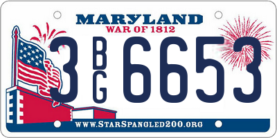 MD license plate 3BG6653