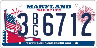MD license plate 3BG6712