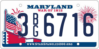 MD license plate 3BG6716