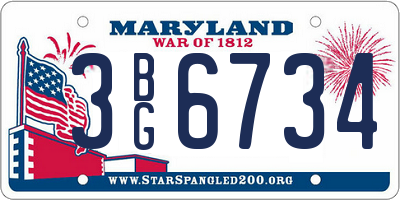 MD license plate 3BG6734