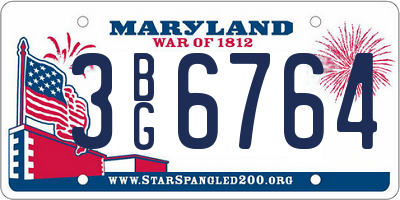 MD license plate 3BG6764