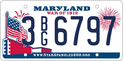 MD license plate 3BG6797