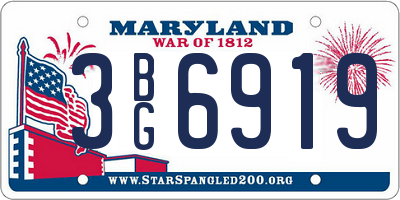 MD license plate 3BG6919