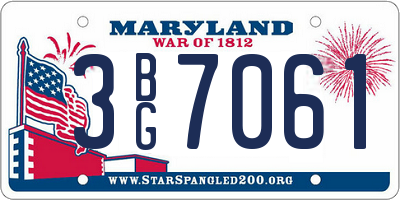 MD license plate 3BG7061