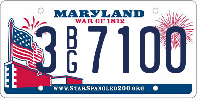 MD license plate 3BG7100
