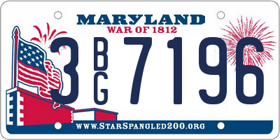 MD license plate 3BG7196