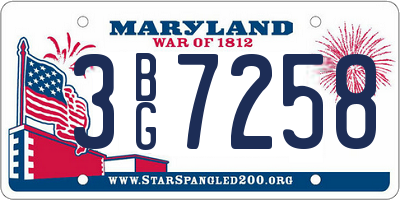 MD license plate 3BG7258