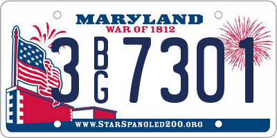 MD license plate 3BG7301