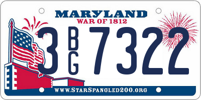 MD license plate 3BG7322