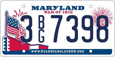 MD license plate 3BG7398