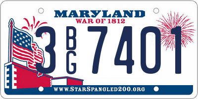 MD license plate 3BG7401