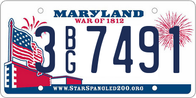 MD license plate 3BG7491