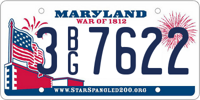 MD license plate 3BG7622