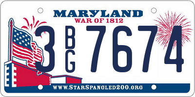 MD license plate 3BG7674