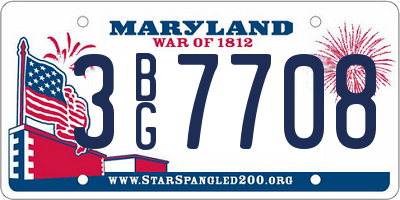 MD license plate 3BG7708