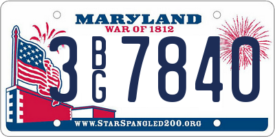 MD license plate 3BG7840
