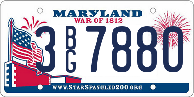 MD license plate 3BG7880