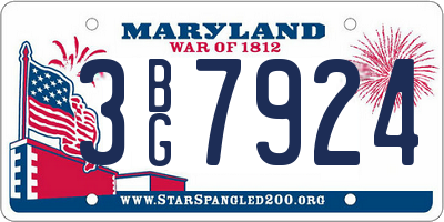 MD license plate 3BG7924