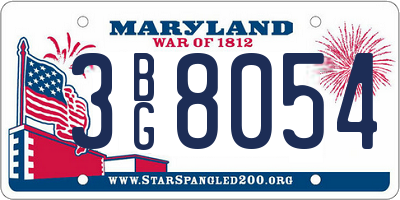 MD license plate 3BG8054