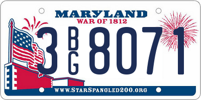 MD license plate 3BG8071