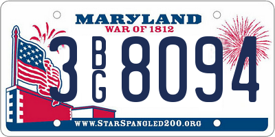 MD license plate 3BG8094