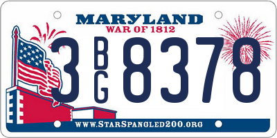 MD license plate 3BG8378