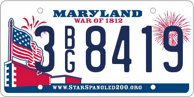 MD license plate 3BG8419