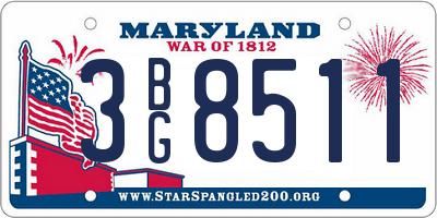 MD license plate 3BG8511