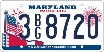 MD license plate 3BG8720